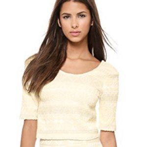 REBECCA MINKOFF James Boucle Crop Top in Oatmeal - size Medium
